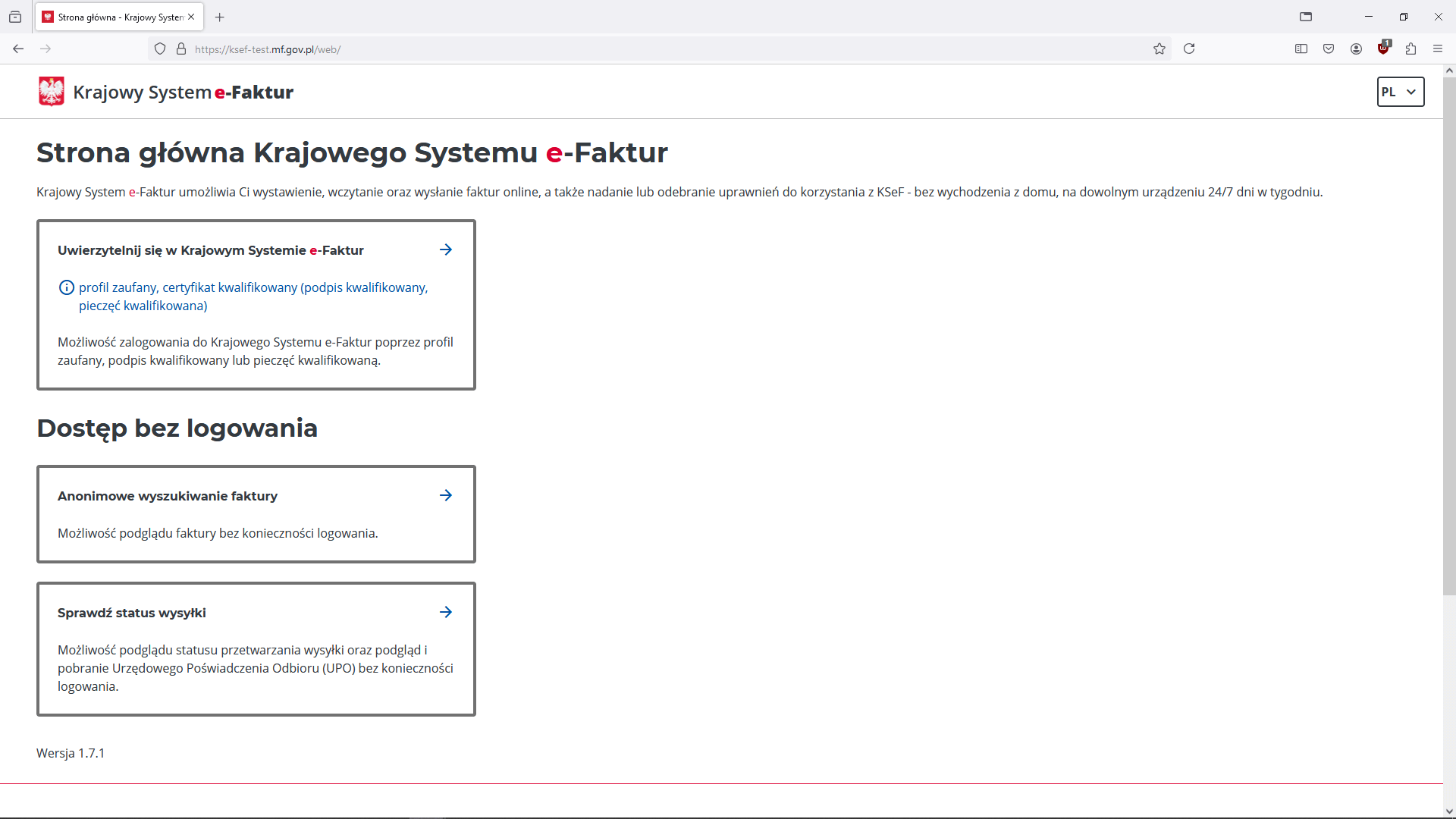 Wystawianie e-faktury - KSeF - strona główna